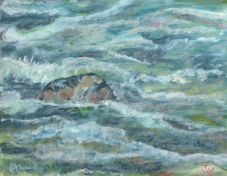 Acrylic on Cardstock 8.5 x 11in For Sale